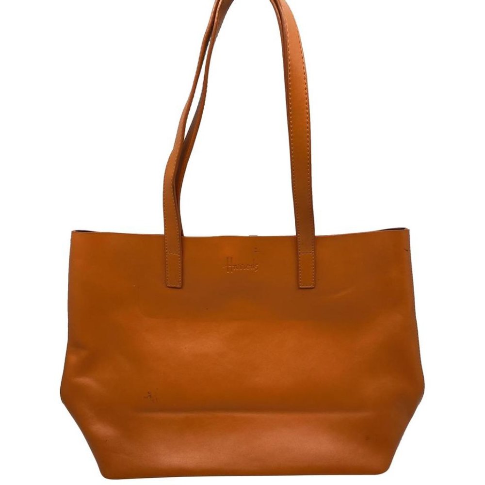 Harrods Orange Leather Shoulder Bags